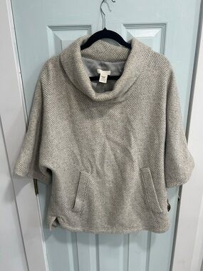 J Crew herringbone cowl neck poncho cape sz. S